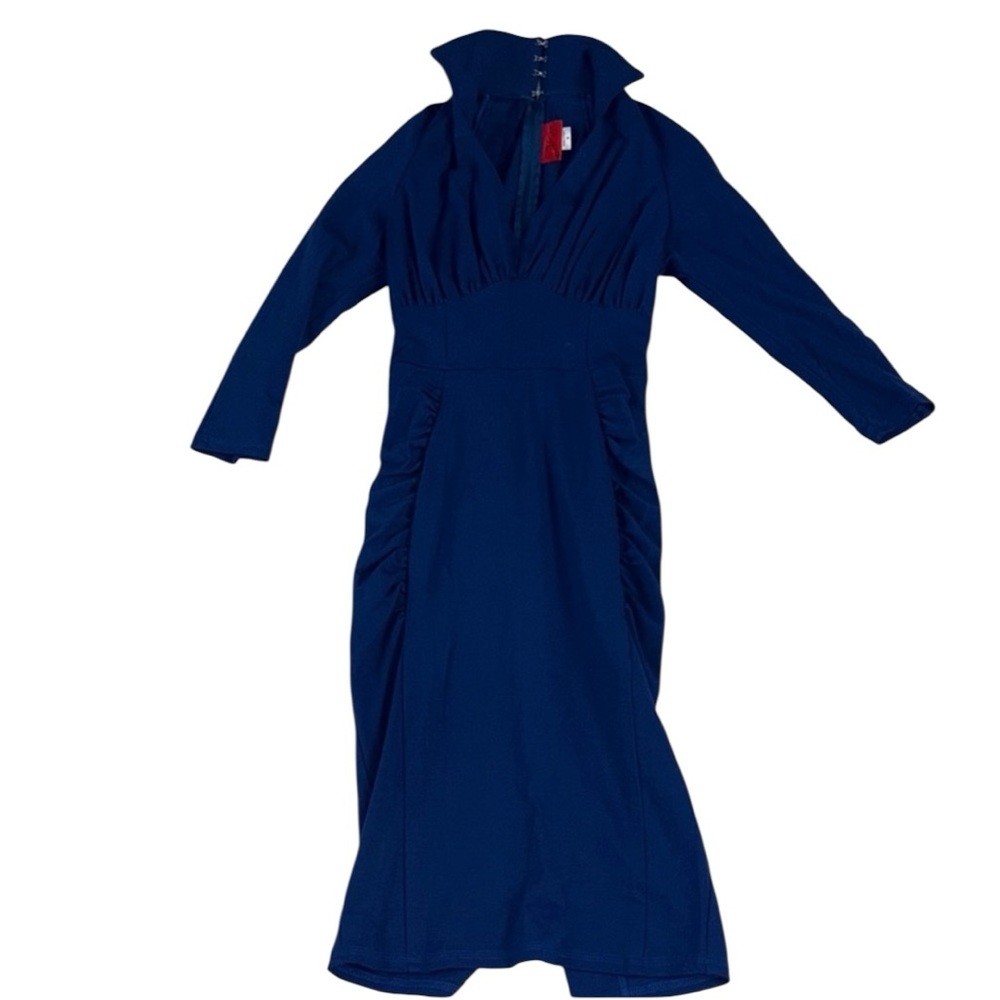 Deadly Dames Elegant Blue Long Sleeve Dress Size Small
